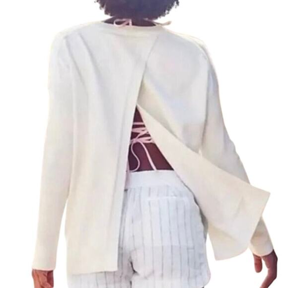 Athleta Highland Crossback Split Sweater Cream Winter White Size 291884 Size M - Picture 1 of 12